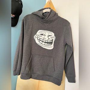 Boys Troll Face Excited Internet Meme Funny Hoodie in Small